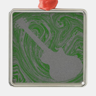 Grunge Guitar Ornament, groen Metalen Ornament