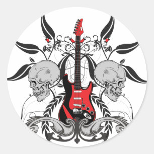 Grunge Guitar Ronde Sticker