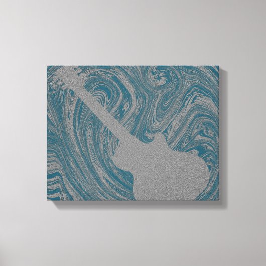 Grunge Guitar Swirls Canvas Print, Blauwgroen (Voorkant)