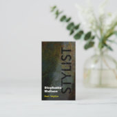 Grunge Hair Stylist Visitekaartje Black Yellow (Staand voorkant)