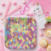 Grunge Harlequin Pattern Papieren Bordje (Feest)