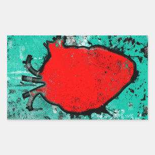 grunge hart rechthoekige sticker
