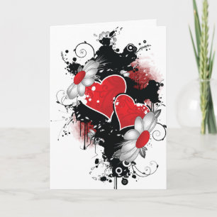 Grunge Harten en Madeliefjes Valentijnkaart Feestdagen Kaart
