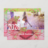 Grunge Hearts Catégorie de diplômés Invitations (Devant / Derrière)