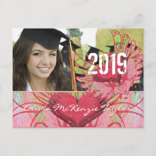 Grunge Hearts Class of Graduation Invitations Uitnodiging Briefkaart