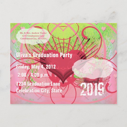 Grunge Hearts Class of Graduation Invitations Uitnodiging Briefkaart (Achterkant)