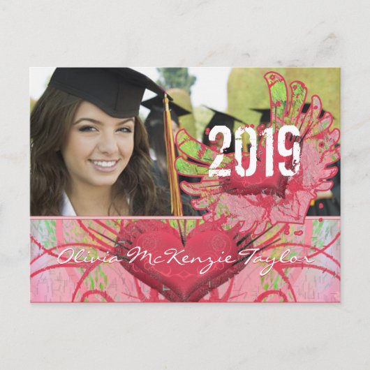 Grunge Hearts Class of Graduation Invitations Uitnodiging Briefkaart (Voorkant)