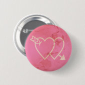 Grunge Hearts en Arrow Green - Roze Ronde Button 5,7 Cm (Voorkant /achterkant)