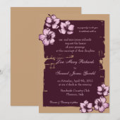 Grunge hibiscus - invitations de mariage (Devant / Derrière)