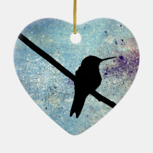 Grunge Hummingbird Keramisch Ornament