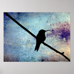 Grunge Hummingbird Poster