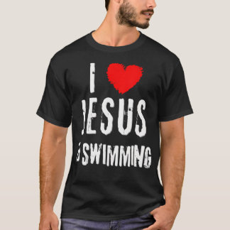  Grunge Ik hou van Jezus Christelijk zwemmen T-shirt