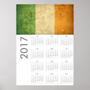Grunge Irlande Drapeau Calendrier 2017 Poster