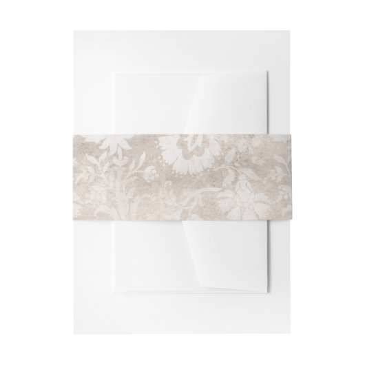 Grunge Ivory Damask Uitnodigingen Wikkel (Voorkant Voorbeeld)