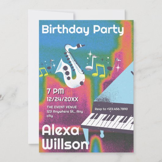 Grunge jazzmuziek verjaardag kaart (Voorkant)