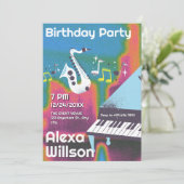 Grunge jazzmuziek verjaardag kaart (Staand voorkant)