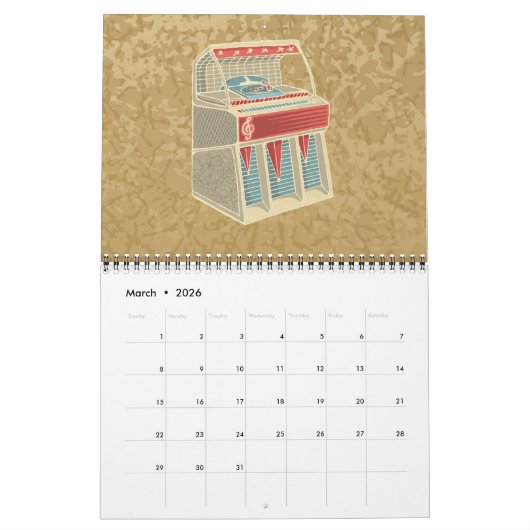 Grunge Jukebox Kalender (Mar 2026)