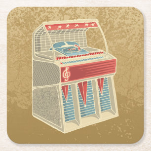 Grunge Jukebox Vierkante Kartonnen Onderzetter