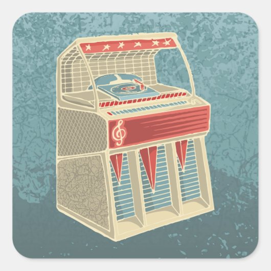 Grunge Jukebox Vierkante Sticker (Voorkant)