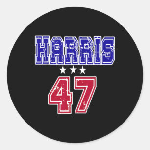 Grunge Kamala Harris 2024 voor President nummer 47 Ronde Sticker