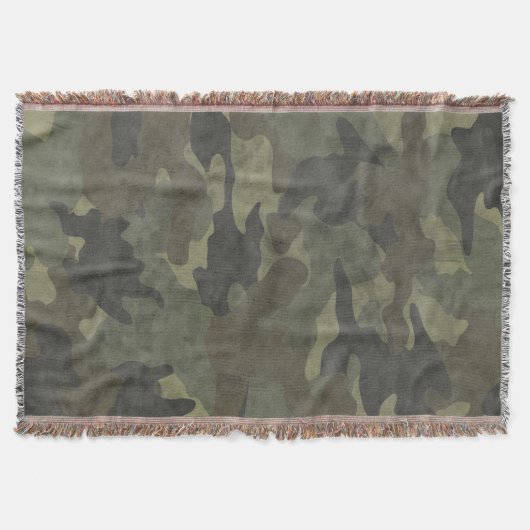 Grunge Khaki Camo Vert Tissé Lait Couvertures Jeté (Devant)