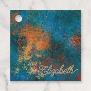 Grunge Koper Patina en Turquoise Bedankjes Labels