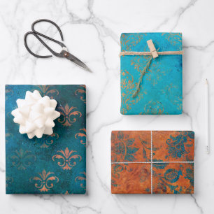 Grunge Koper Patina en Turquoise Inpakpapier Vel