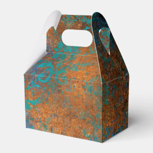 Grunge koperen patina en turquoise bedankdoosjes