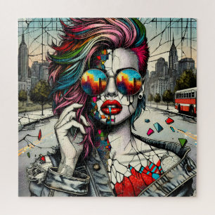 Grunge Kunst   Gebroken Vrouw Abstract Legpuzzel