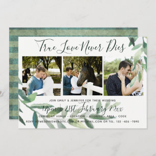 Grunge Leaves FOTO Collage Wedding INVITATION Kaart