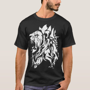 Grunge Leeuw Hoofd Wit T-shirt