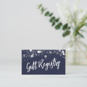 Grunge Lights Casual Script Navy Gift Registry Informatiekaartje (Staand voorkant)