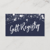 Grunge Lights Casual Script Navy Gift Registry Informatiekaartje (Voorkant)