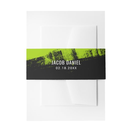 Grunge Lime Green Black Bar Mitzvah Uitnodigingen Wikkel (Voorkant Voorbeeld)