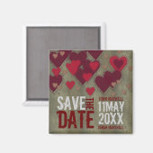 Grunge Love Hearts v2 Save the Date Magnet Magneet (Voorkant / Achterkant)