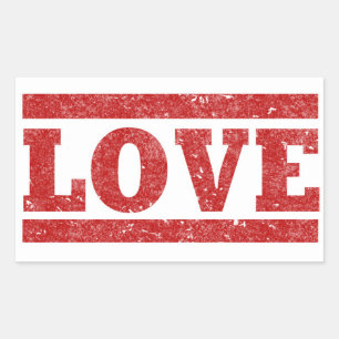 Grunge Love Stamp Rechthoekige Sticker