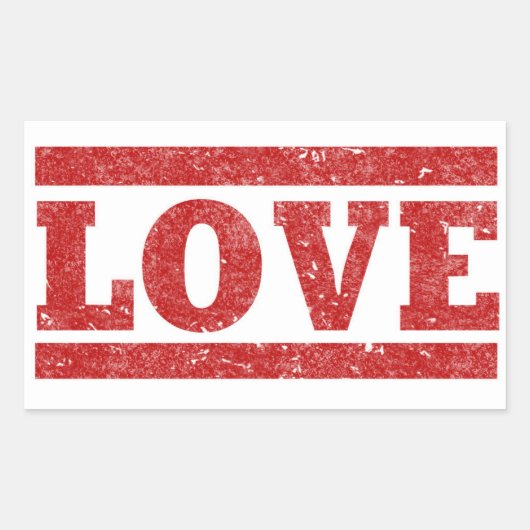 Grunge Love Stamp Rechthoekige Sticker (Voorkant)