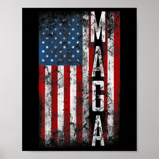 Grunge MAGA American Flag Lover Fun Gift Poster (Voorkant)
