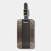 Grunge metalen achtergrond bagagelabel (Voorkant verticaal)
