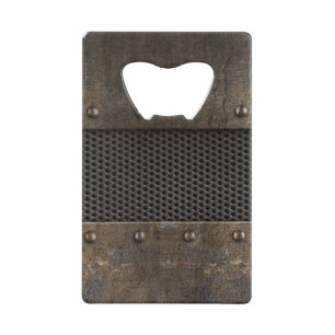 Grunge metalen achtergrond kredietkaart flessenopener