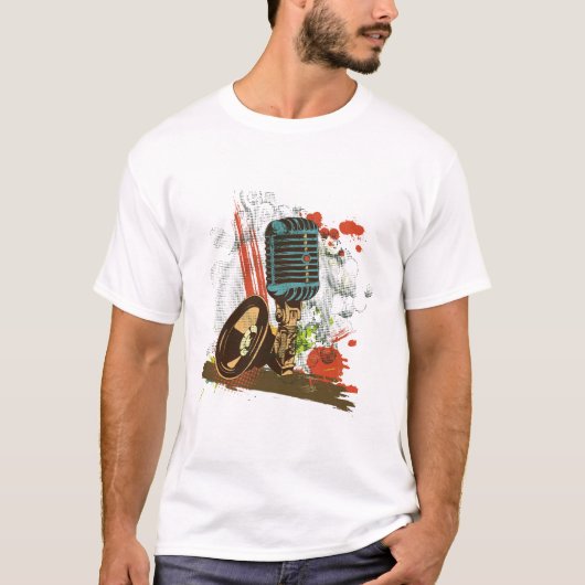 Grunge  microfoon vector t-shirt (Voorkant)