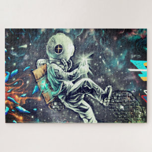 Grunge Modern Space Astronaut Street Art Legpuzzel