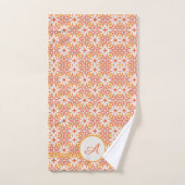 Grunge Monogram | Elegant rood en Oranje patroon Bad Handdoek (Handdoek)