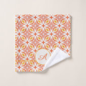 Grunge Monogram | Elegant rood en Oranje patroon Bad Handdoek (Wasdoekje)