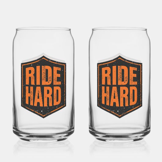 Grunge Motorcycle "Ride Hard" Shield Blikvorm Glas (Voorkant)