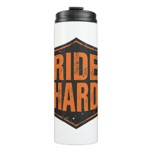 Grunge-motorfiets "Ride Hard"-schild Thermosbeker
