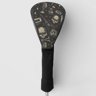 Grunge muziek schedel crossbones patroon golfheadcover