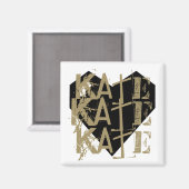 Grunge  naam op geometrisch hart magneet (Voorkant / Achterkant)