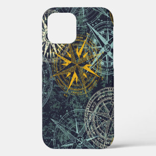 Grunge nautische roos wind kompas vintage vintage iPhone 12 hoesje