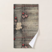 Grunge noir et crème avec cœurs rouges (Serviette à main)
